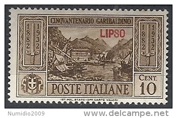 1932 EGEO LIPSO GARIBALDI 10 CENT MH * - RR11743 - Aegean (Lipso)