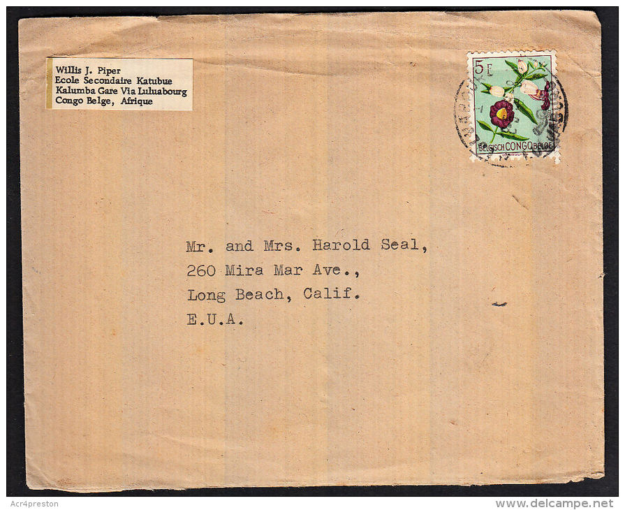 B0034 Belgian CONGO Belge 1958, Cover Luluabourg To USA - Brieven En Documenten