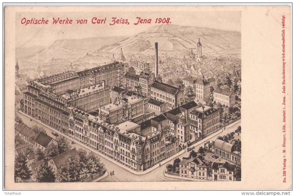 JENA Optische Werke Von Carl Zeiss 1908 Vogelschau 27.3.1911 Gelaufen - Plauen