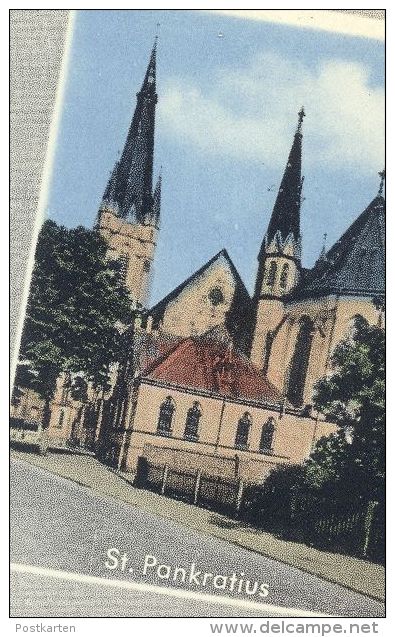 ÄLTERE POSTKARTE GRÜSSE AUS EMSDETTEN HOF DEITMAR PROGYMNASIUM REALSCHULE KIRCHE Schule school church postcard cpa AK