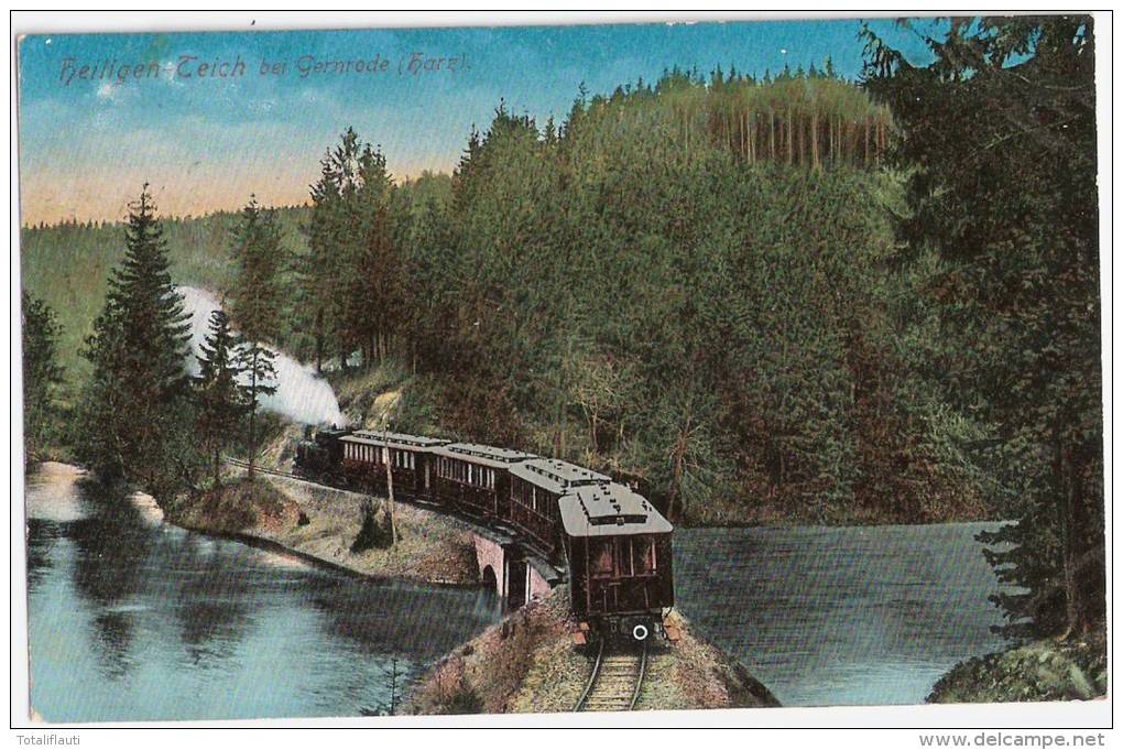 Gernrode Harz Er Schmalspur Bahn Am Heiligen Teich In Voller Fahrt Dampflok 4.7.1916 - Ballenstedt