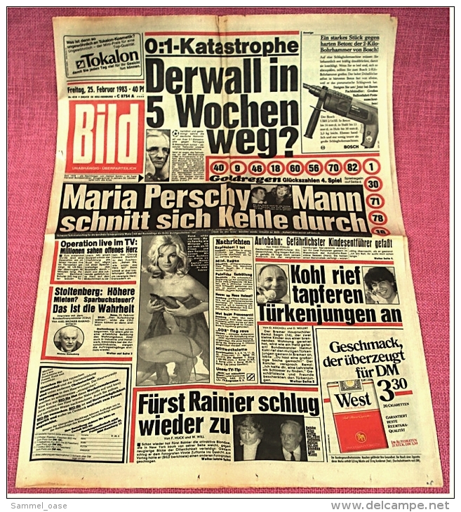 BILD-Zeitung Vom 25. Februar 1983 : Derwall In 5 Wochen Weg?  -  Fürst Rainier Schlug Wieder Zu - Other & Unclassified