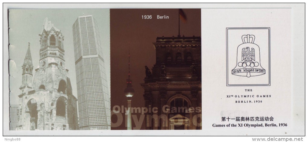 Olympic Game In 1936 Berlin Germany,Olympic Emblem,Architecture,CN 12 Flag Of Five-Rings History Previous Olympiad PSC - Sommer 1936: Berlin