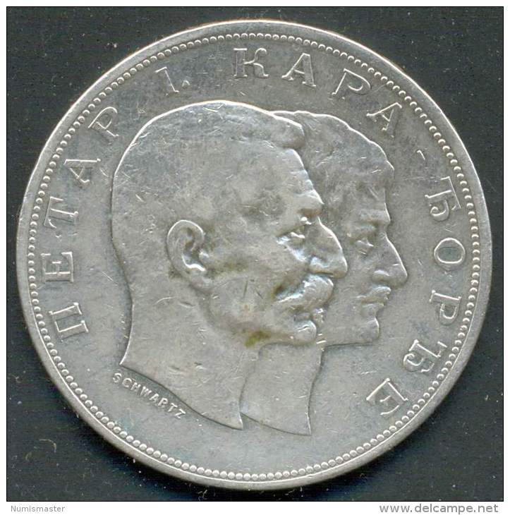 SERBIA , 5 DINARA 1904 , UNCLEANED SILVER COIN - Servië