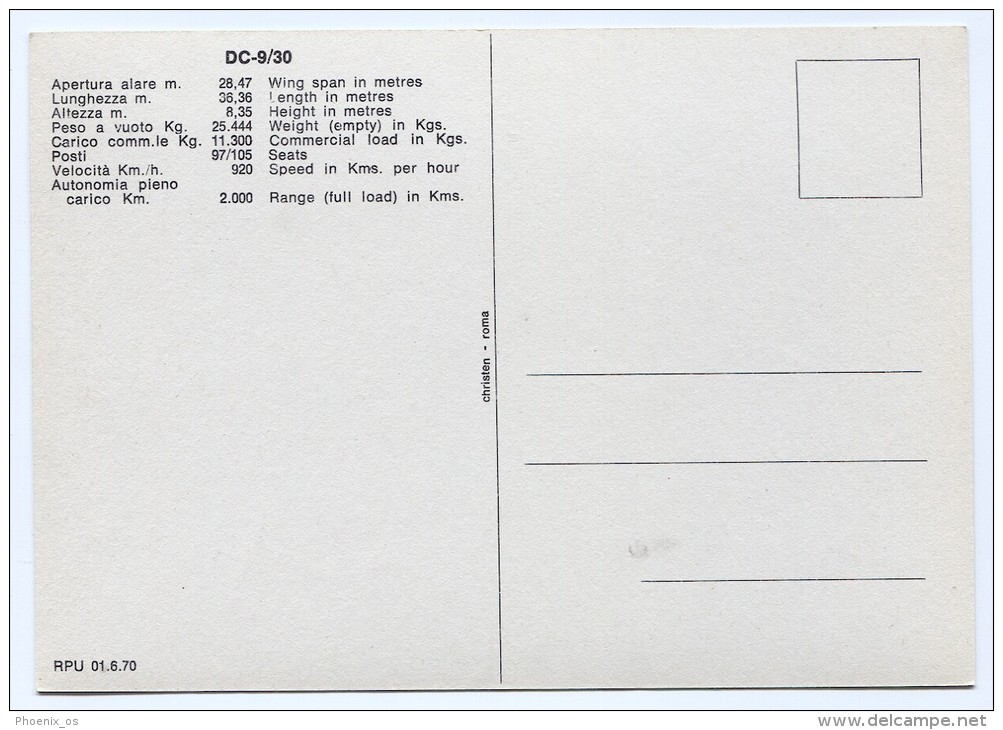 AIRPLANES - DC - 9/30, Alitalia - 1946-....: Moderne