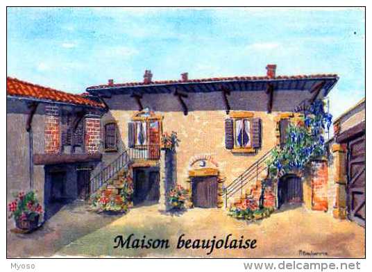 Bonne Route En BEAUJOLAIS Maison Typique, Aquarelle Robert Bonhomme - Altri