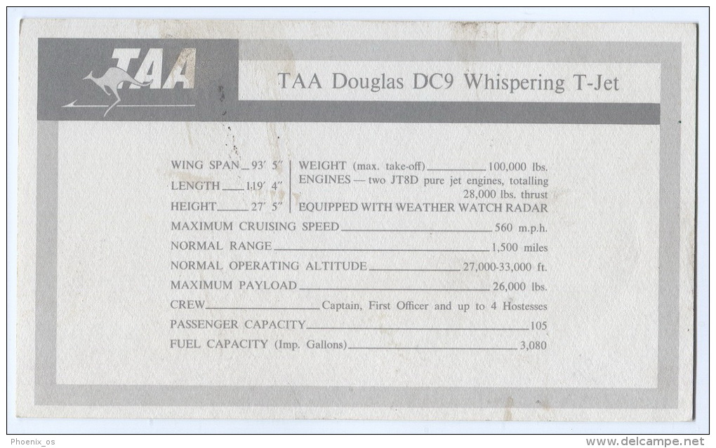 AIRPLANES - TAA Douglas DC9 Whispering T-Jet - 1946-....: Moderne