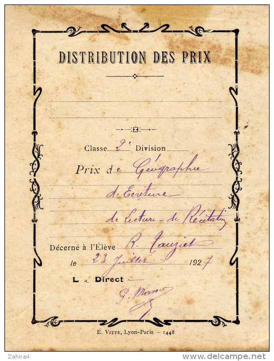 Prix - Distribution Des Prix - Class 2e Division - Prix De Géographie, D'écriture, De Lecture, De Récitation - Diplômes & Bulletins Scolaires