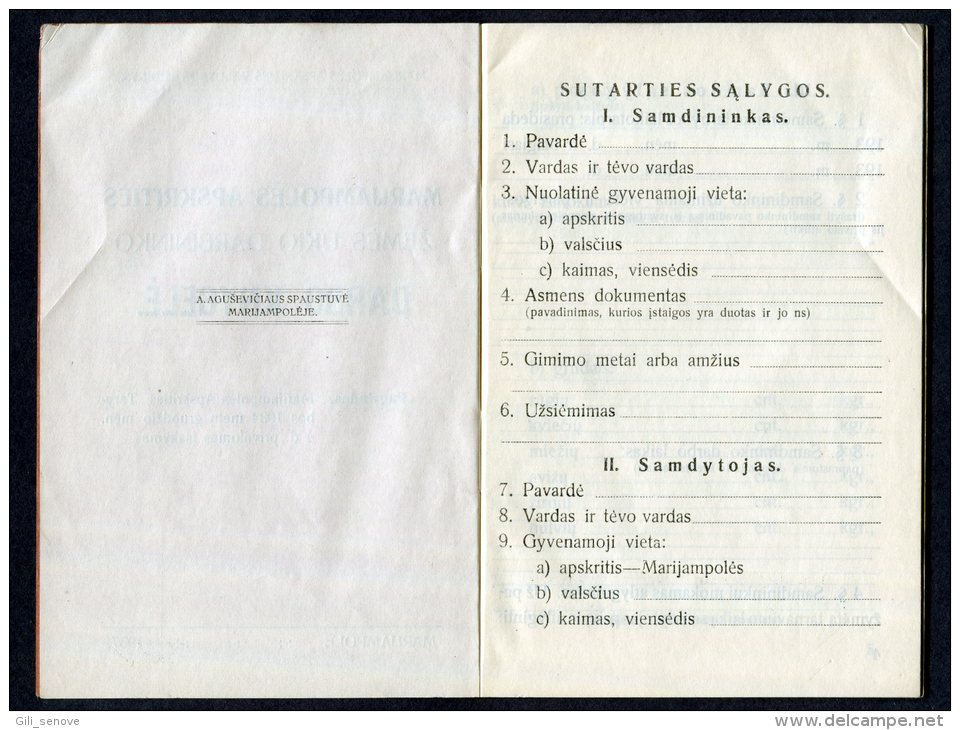 1937 Lithuania Lietuva /Agricultural Workers Workbook - Old Books