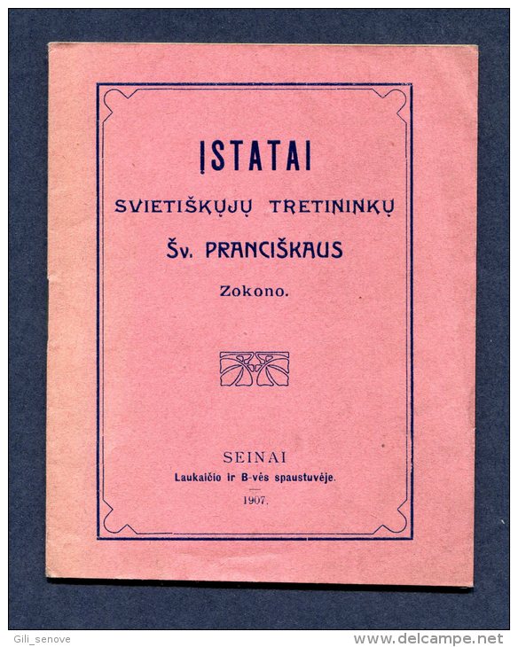 1907 Lithuania Lietuva/ Statutes Of Religious Society - Old Books