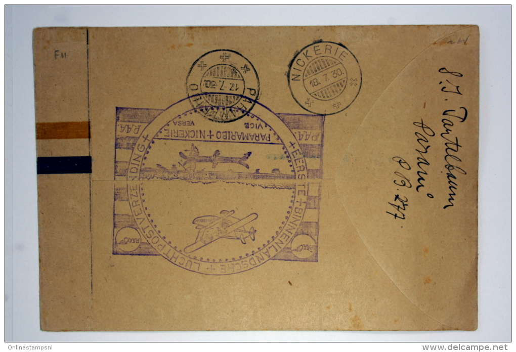 Suriname: Airmail Cover 1930 First  Flight To  Nickerie, First Inland Airmail. NVPH 141-144 (complete Serie) - Suriname ... - 1975