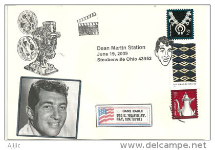 Dean Martin, Obliteration Speciale De Son Village De Naissance "Steubenville". Ohio, Sur Lettre Adressée Au Montana - Chanteurs