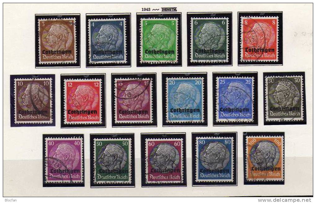 II.WK Hindenburg Aufdruck Deutsches Reich 1940 Besetzung Lothringen 1/16 **/o 80€ Overprint Set Of Old Germany III.Reich - WO2