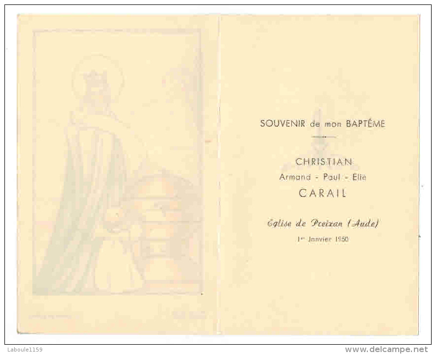 IMAGE PIEUSE Alleluia N° 1035 Ermeton Sur Biert Belgique :  " CARAIL Christian Armand Paul Elie Eglise De  PREIXAN " - Nacimiento & Bautizo