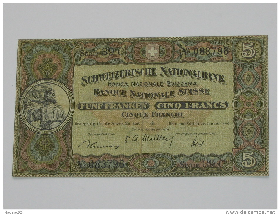 SUISSE. 5 Francs 1949. Banque Nationle Suisse - Schweiz