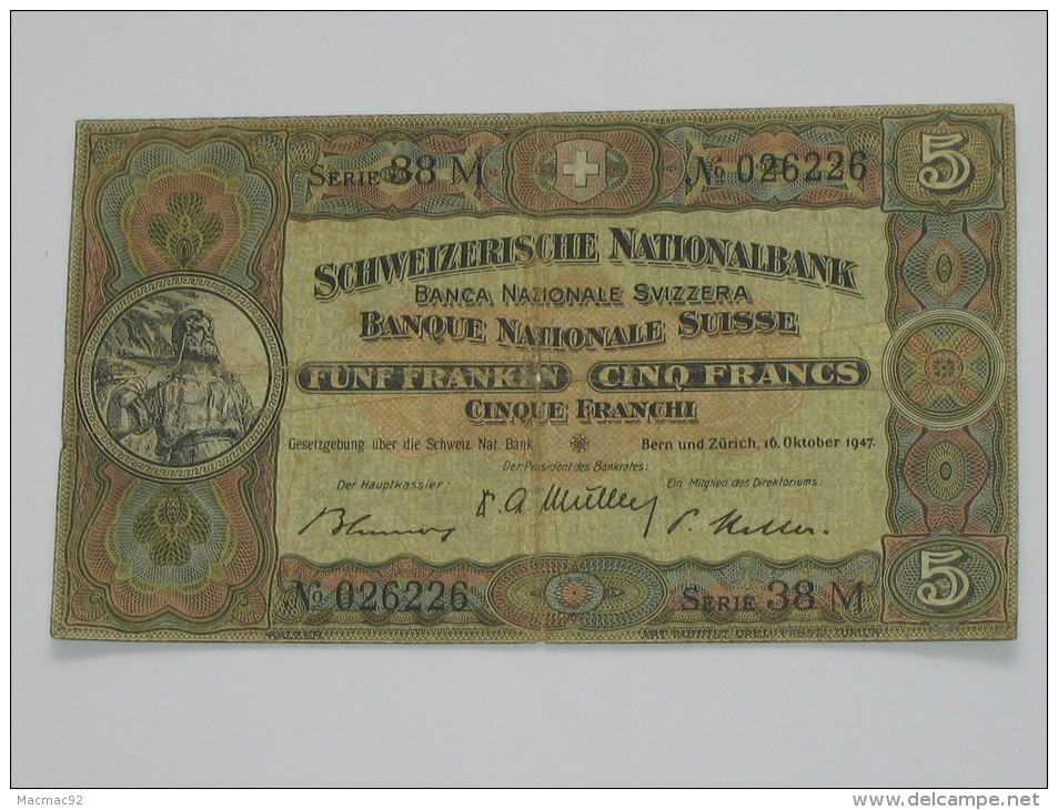 SUISSE -  5 Francs 194 -  Banque Nationale Suisse   **** EN ACHAT IMMEDIAT **** - Schweiz
