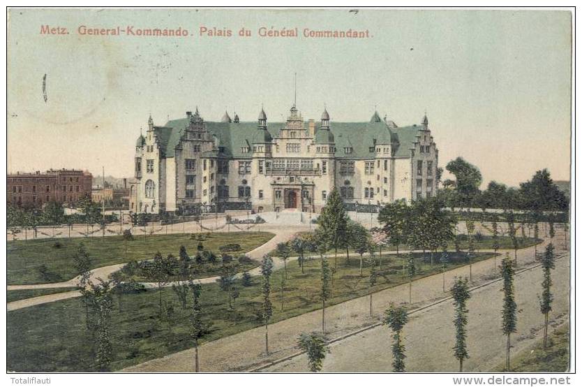 METZ General Kommando Color Palais Du General Commandant 1.2.1908 Gelaufen - Lothringen