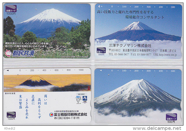 LOT De 4 Cartes Prépayées Japon - VOLCAN MONT FUJI - VULCAN Japan Prepaid Cards - VULKAN KARTEN - Volcans