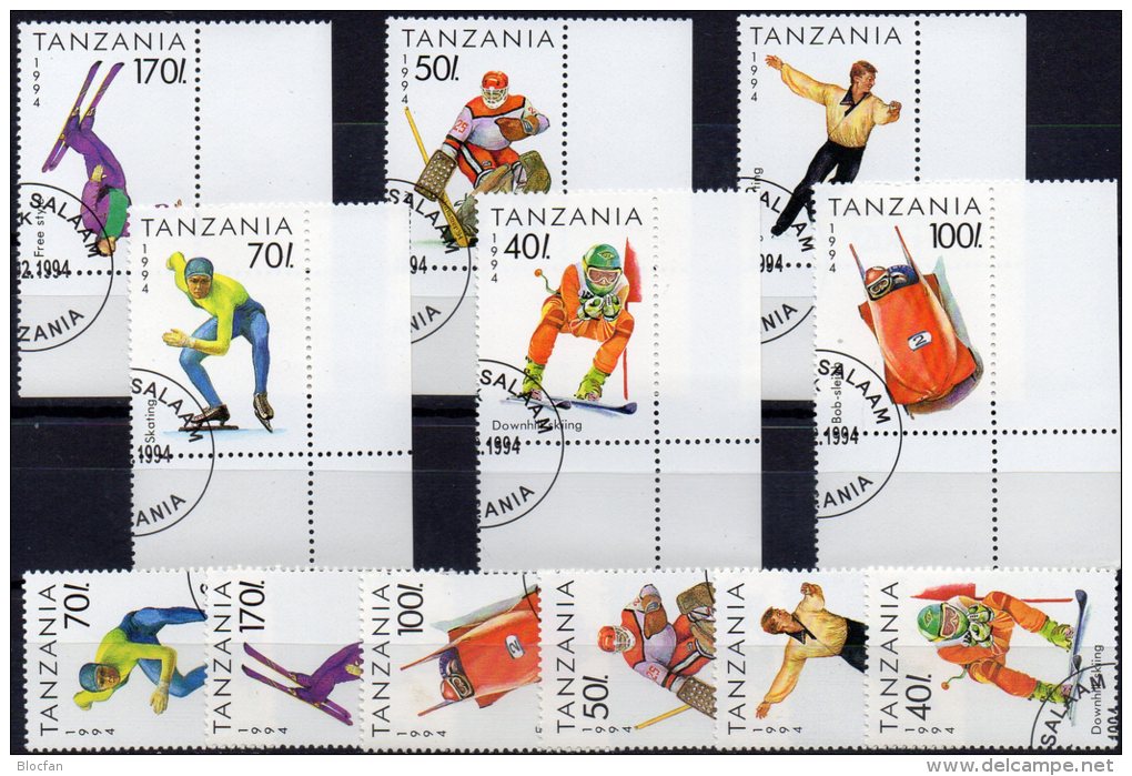 Lillehammer 1994 Tansania 1705-0 Plus 6xER O 9€ Hockey Bob Ski Eislauf Bf Olympic Sport Bloc Acrobatic Sheet Of Tanzanie - Jet-Ski