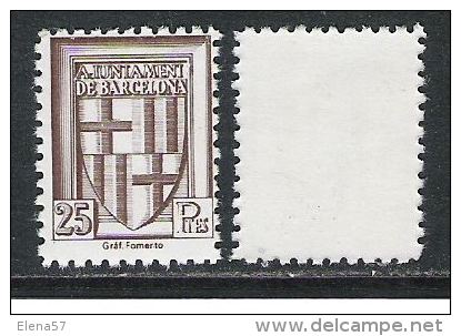 0390-SELLO FISCAL AYUNTAMIENTO BARCELONA GUERRA RIVIL LOCAL SPAIN REVENUE FISCAUX.STEMPELMARKEN.NUE VO ** LUXE,ENVIO MNH - Revenue Stamps