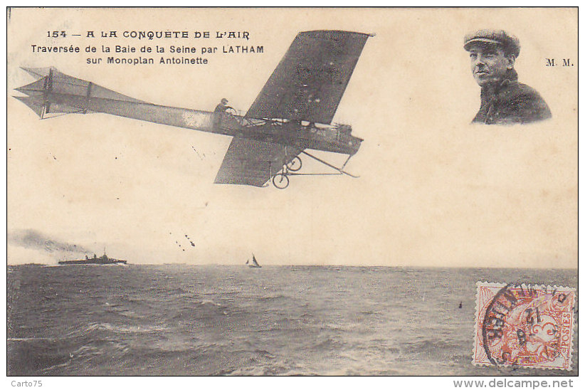 Aviation - Aviateur  Latham - Série Conquete De L'air -  Traversée De La Seine - Autres & Non Classés