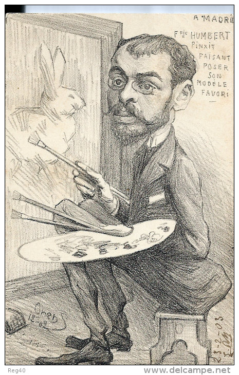 ILLUSTRATEUR : ORENS -  A. MADRID - F. HUMBERT  PINXIT Faisant Poser Son Modèle Favori      1902 - Orens