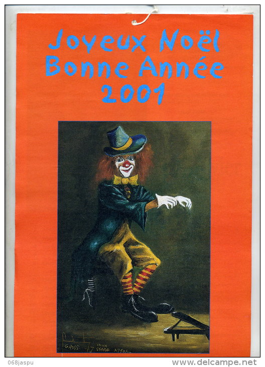 12 Pages Calendrier 2001 Theme Clown - Autres & Non Classés