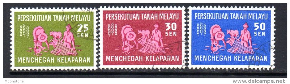 Malaya Federation 1963 Freedom From Hunger Set Of 3, Fine Used - Federation Of Malaya