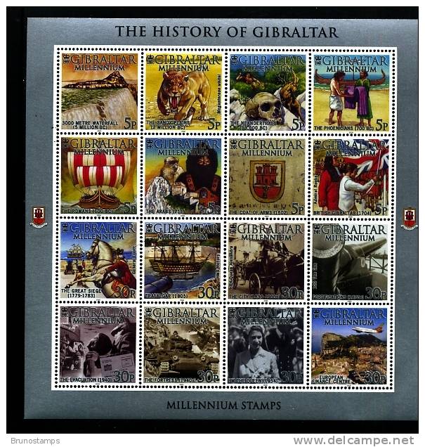 GIBRALTAR - 2000  THE HISTORY OF GIBRALTAR  MS MINT NH - Gibraltar