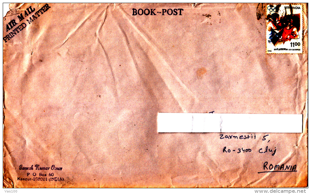 BOXING STAMP ON AIRMAIL COVER, SENT TO ROMANIA, 1992, INDIA - Brieven En Documenten