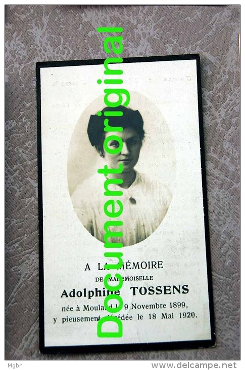 Adolphine Tossens, Née Mouland 1899-1920 - Fourons - Voeren