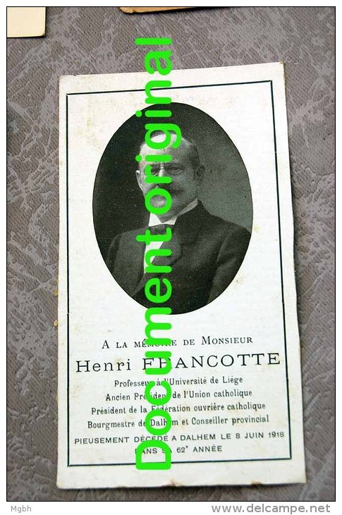 Henri Francotte Bourgmestre Dalhem, + 1918 - Dalhem