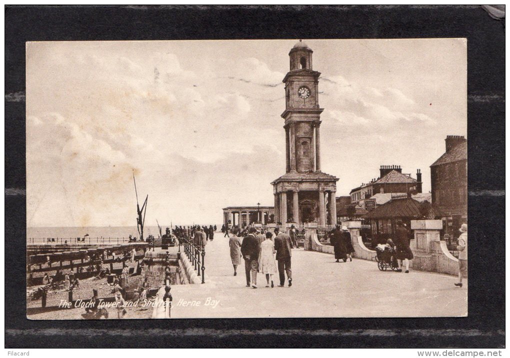 40085   Regno  Unito,   The  Clock  Tower  And  Shelter  -  Herne  Bay,  VG  1930 - Canterbury