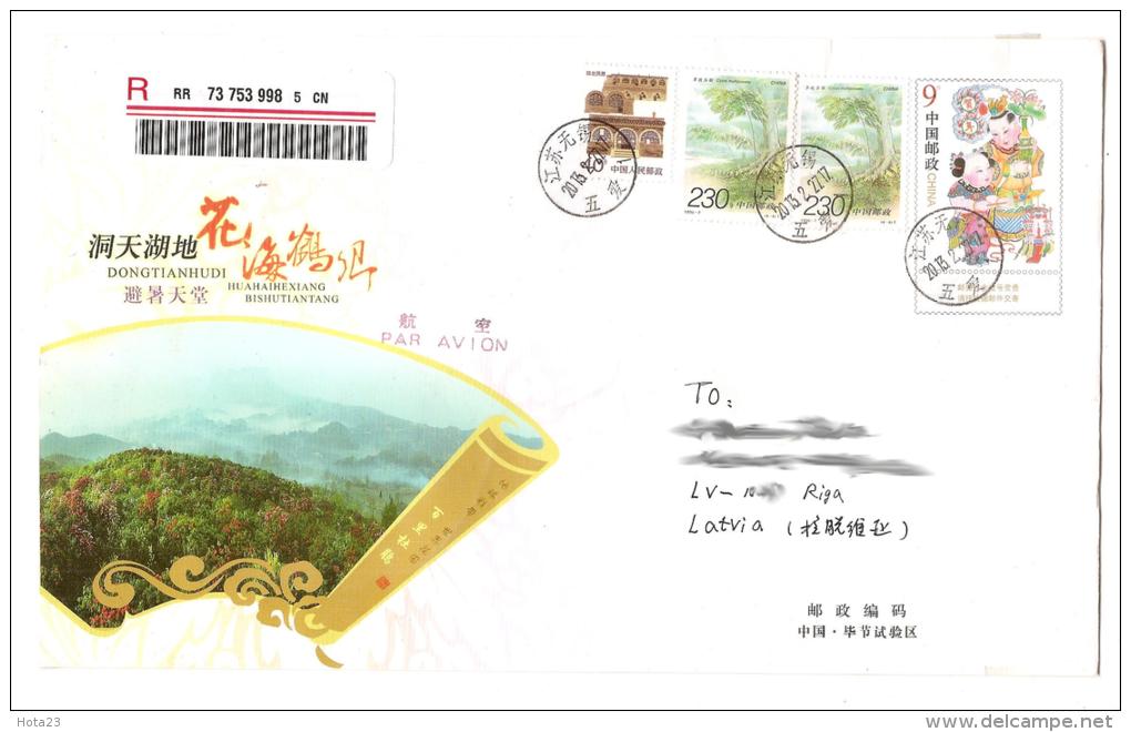 2013 CHINA To  Latvia - Recomended Real Posted Letter-  With Orginal Stamp + Landscape  ( LOT - 2013 - 2002) - Briefe