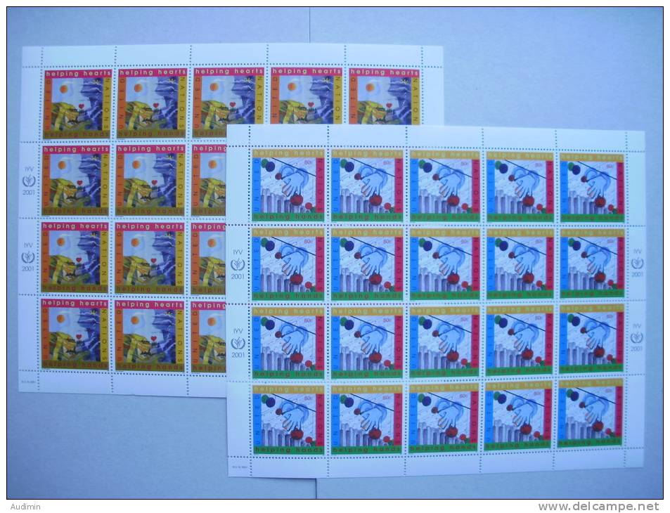 UNO-New York 860/1 Kleinbogen/sheet ++ MNH, Int. Jahr Des Ehrenamtes: Gemäldeausst. „Ein Herz, Eine Welt“, - Blocks & Sheetlets