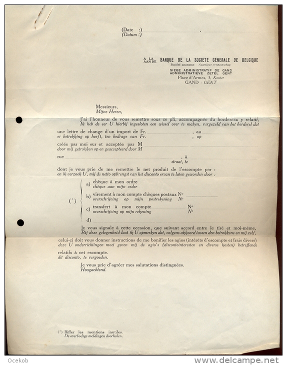 Factuur Brief Lettre Gent - Banque Société Générale Gand - 1900 – 1949