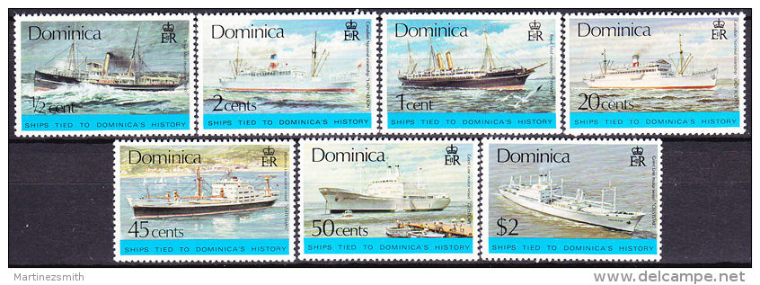Dominica 1975 Yvert 427-433, History Of The Dominican Navy, Ships, MNH - Dominica (1978-...)