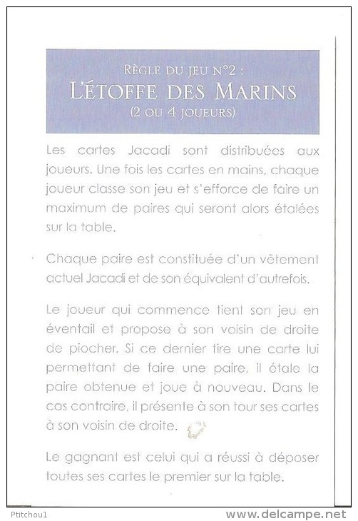 Jeu De Cartes Du Vestiaire Marin - Altri & Non Classificati