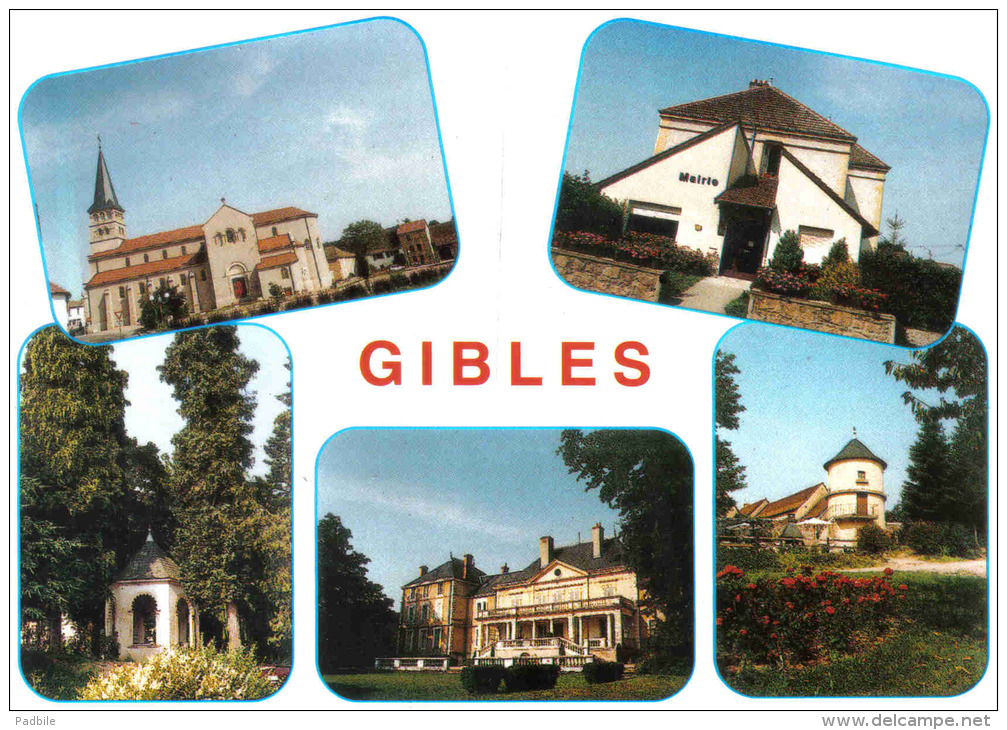 Carte Postale 71. Gibles  Chateau De Montrouan  La Mairie L'église Trés Beau Plan - Other & Unclassified