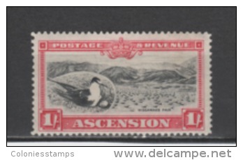 (SA0040) ASCENSION, 1934 (Sooty Tern, 1 Sh., Carmine And Black). Mi # 29. Mint Hinged* Stamp - Ascension