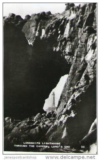 LONGSHIPS LIGHTHOUSE THROUGH THE CAVERN - LAND'S END CORNWALL - Land's End