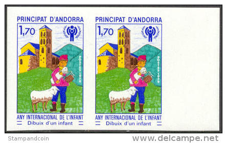 French Andorra #272 Mint Never Hinged Year Of The Child Imperf Pair From 1979 - Unused Stamps