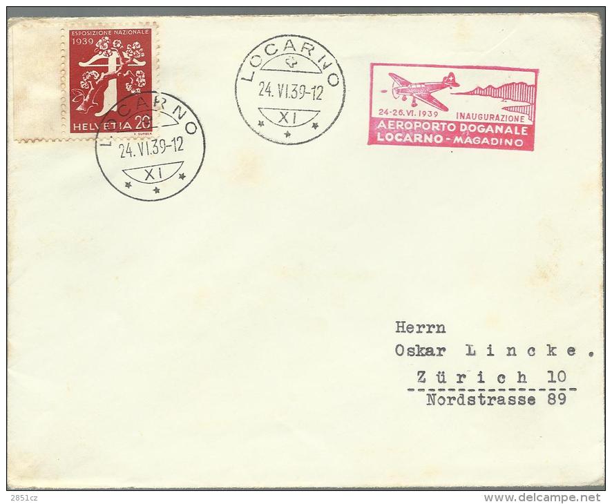 Airmail, Locarno, 24.6.1939., Switzerland, Cover - Other & Unclassified