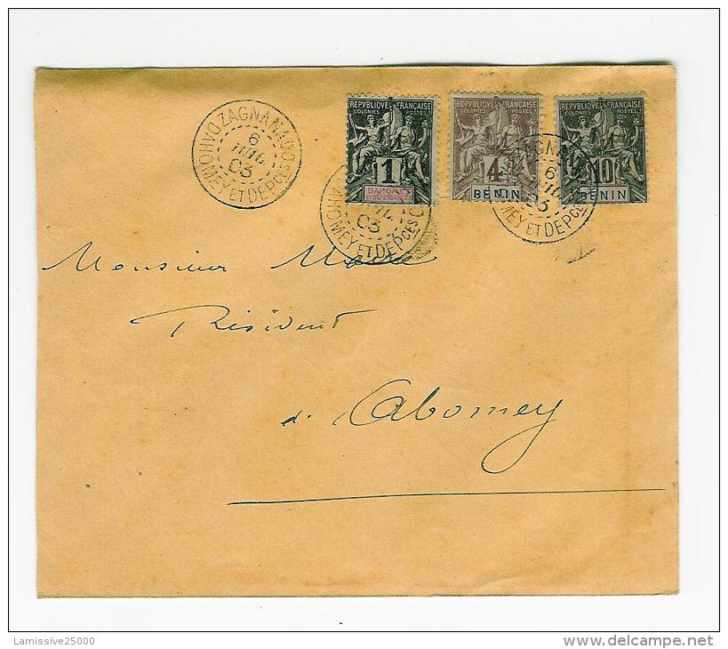 BENIN N° 35 + 37 + DAHOMEY N° 6  SUR LETTRE DE ZAGNANADO DAHOMEY POUR ABOMEY BUREAU RARE - Storia Postale