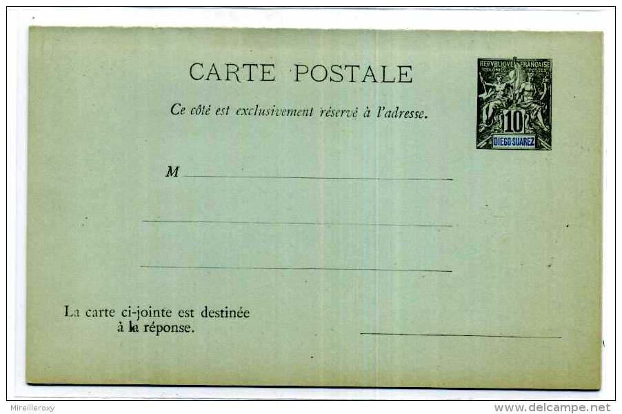 ENTIER POSTAL / AVEC REPONSE / COLONIES / DIEGO  SUAREZ / STATIONERY - Lettres & Documents