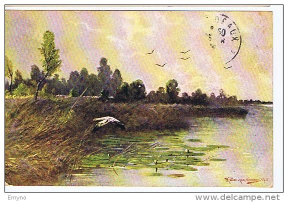 Cpa Paysage De Lac Et Marais , Illustrateur Müller Munchen - Mueller, August - Munich