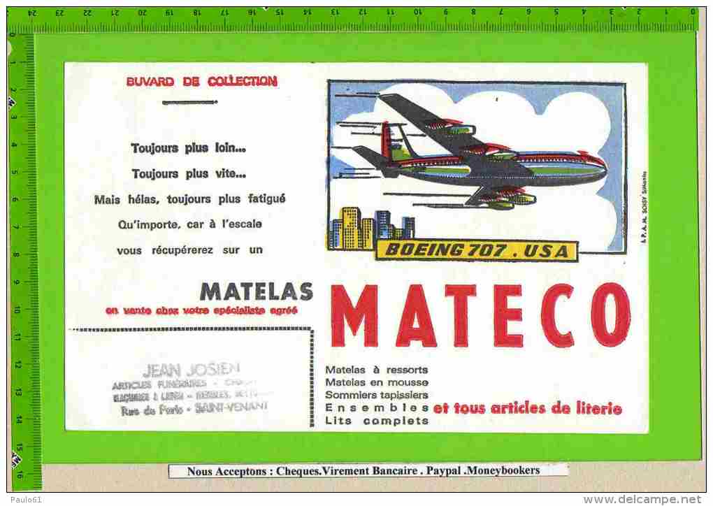 BUVARD : Matelas MATECO BOEING 707 USA  Saint Venant - Textilos & Vestidos