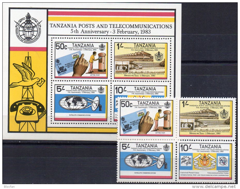 Post 1983 Tanzania 217/0 + Block 31 ** 11€ Brief Antenne Telefon-Institut ITU Transport M/s Bloc Train Sheet Bf Tanzanie - Busses