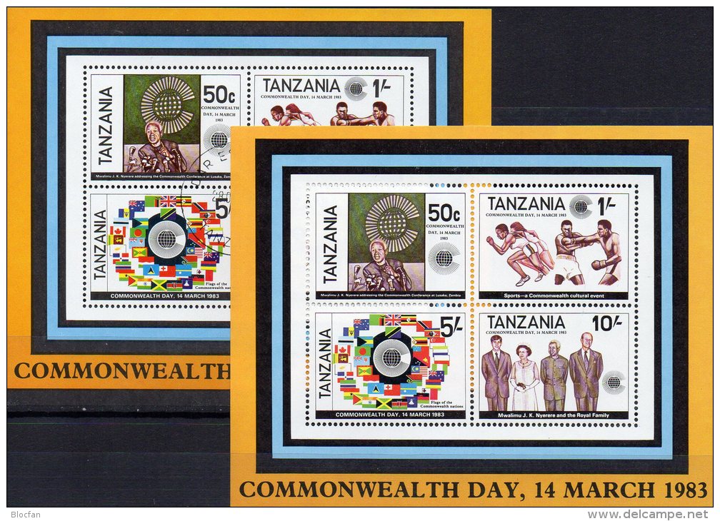 Commonwealth Tag 1983 Tansania Blocks 32 **/o 10€ Verbindung Zu Großbritannien Box M/s Flags Blocs Ss Sheets Bf Tanzania - Tanzania (1964-...)