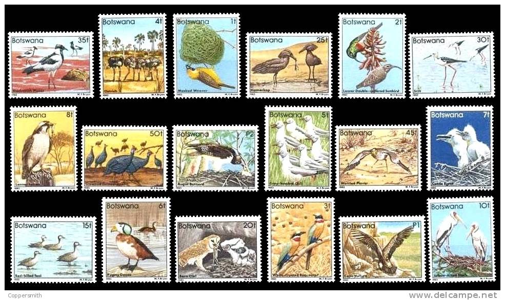 (081) Botswana  1982  Birds / Oiseaux / Vögel / Vogels  ** / Mnh  Michel 299-316 - Botswana (1966-...)